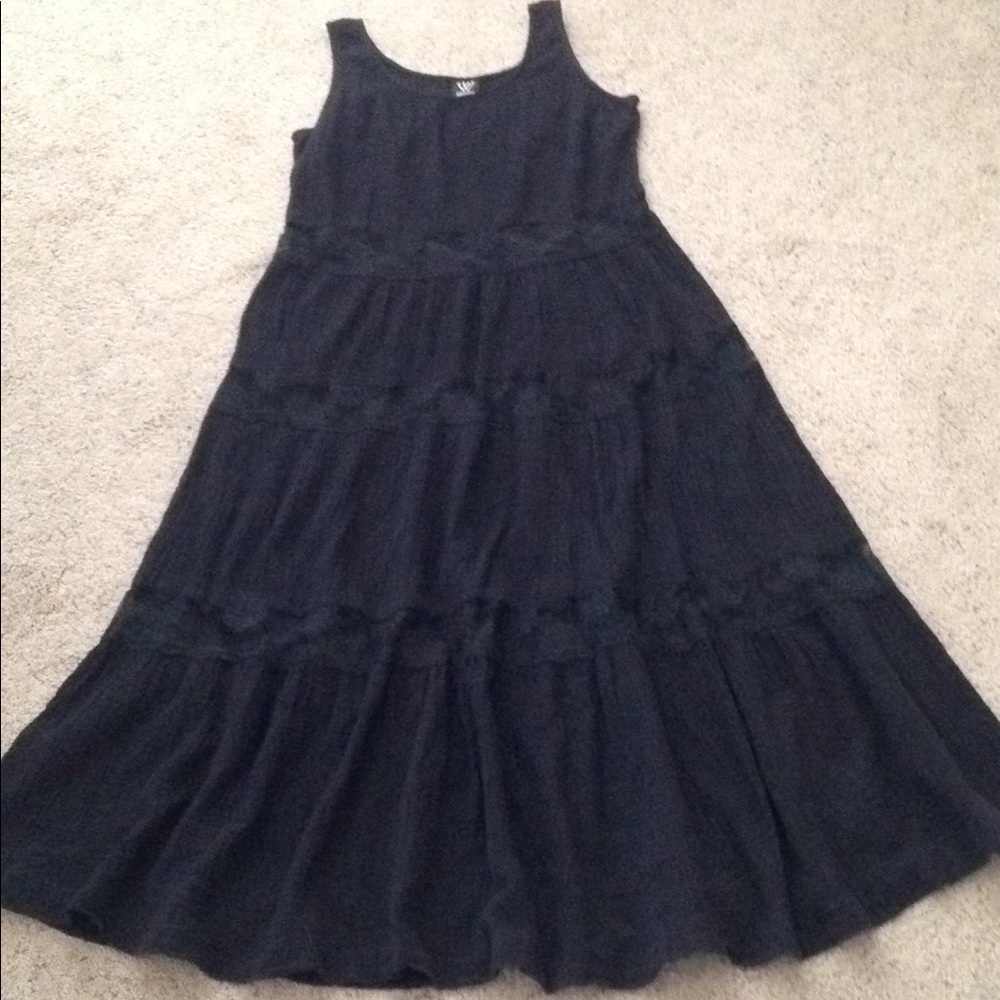 WEAR ABOUTS Sleeveless Maxi Dress Black Tiered Medium